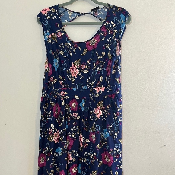 Torrid Dress Women 14 Blue Midi Floral Pullover Flowy Boho Western Summer Retro - Picture 3 of 15